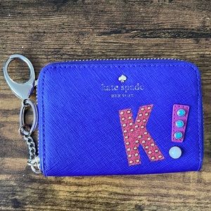Kate Spade K initial leather zip card case
